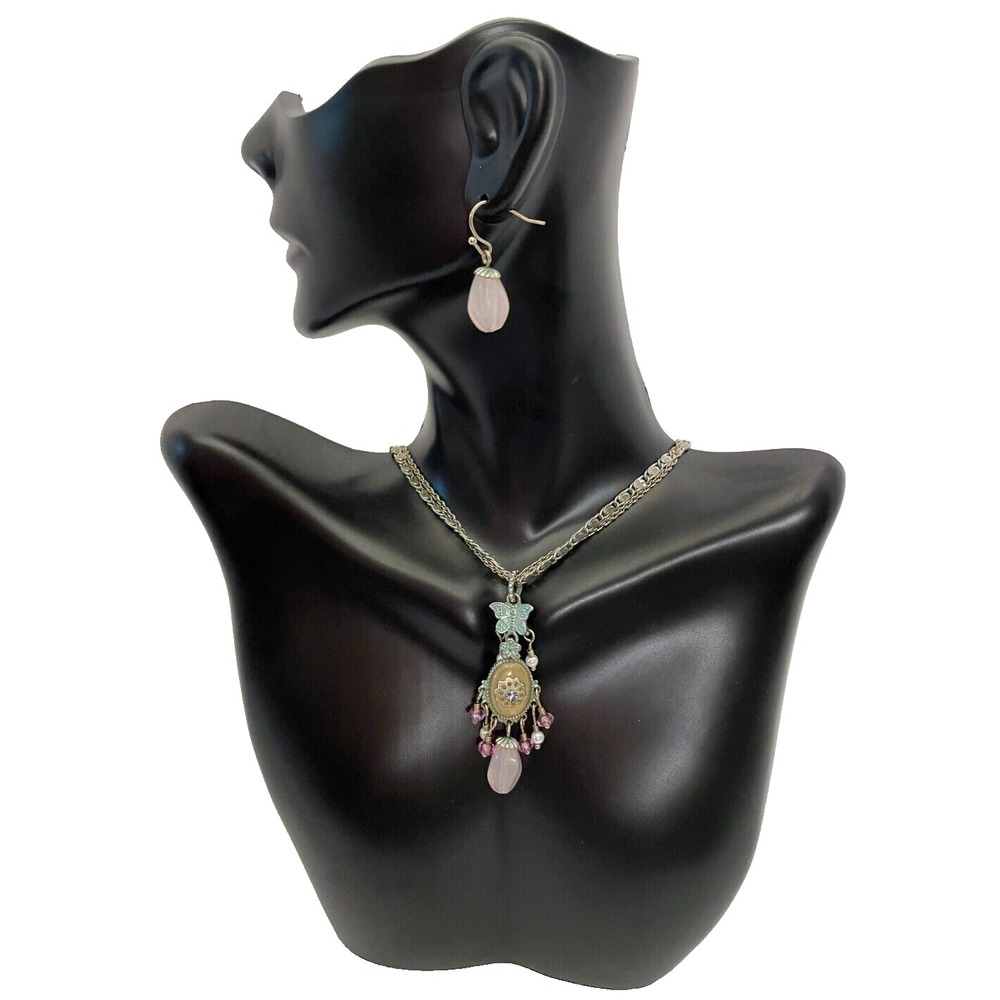 Vintage Avon Sweet Sorbet Butterfly Pendant Necklace Pierced Earring‎ Gift Set